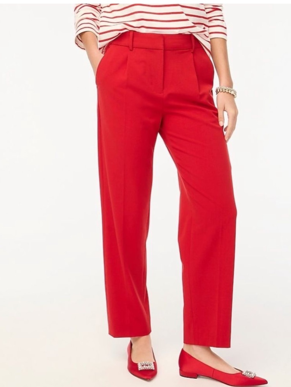 NWT J. Crew Pleated Red Trousers Pants Sz 8